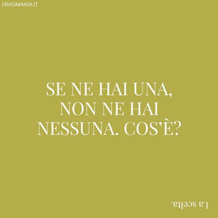 Se ne hai una, non ne hai nessuna. Cos’è?