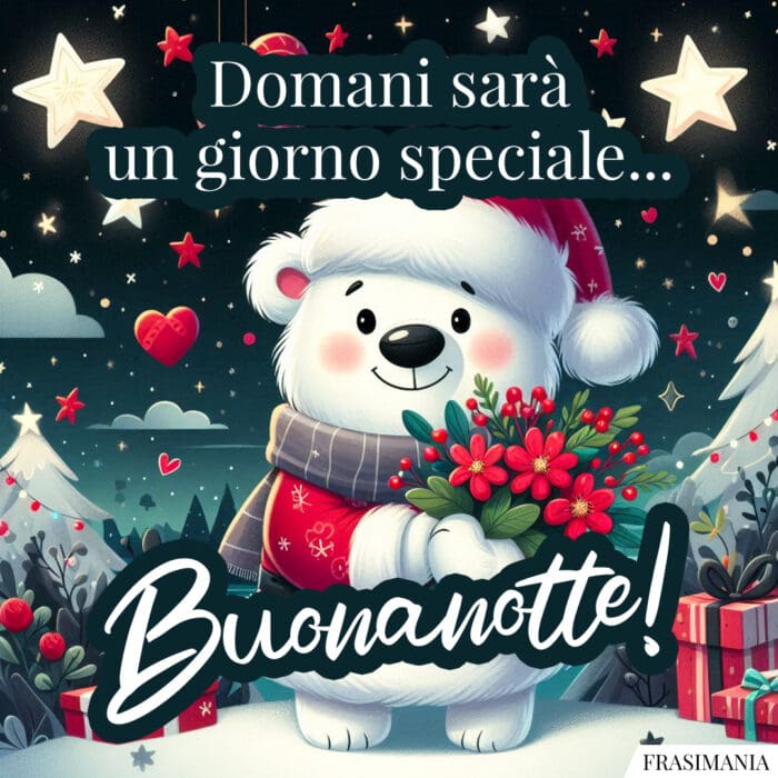 Domani sarà un giorno speciale… Buonanotte!