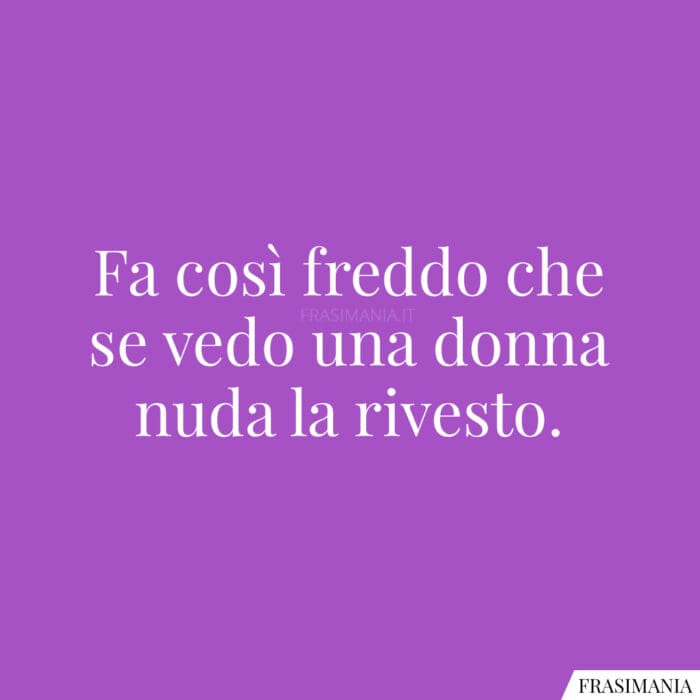 Fa così freddo che se vedo una donna nuda la rivesto.