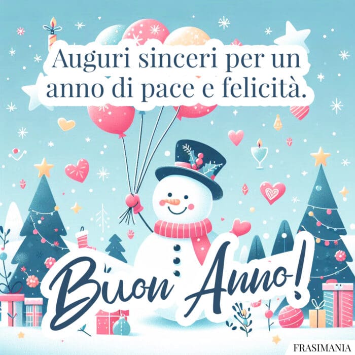 Auguri sinceri per un anno di pace e felicità. Buon Anno!